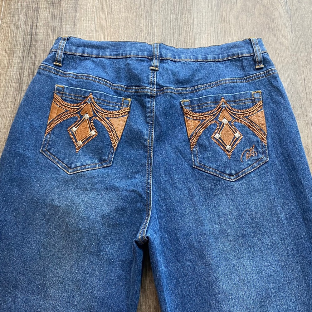 DG2 by Diane Gilman Womens Tall Bootcut Jeans Blue Western Studded Pockets 12T - Picture 6 of 8